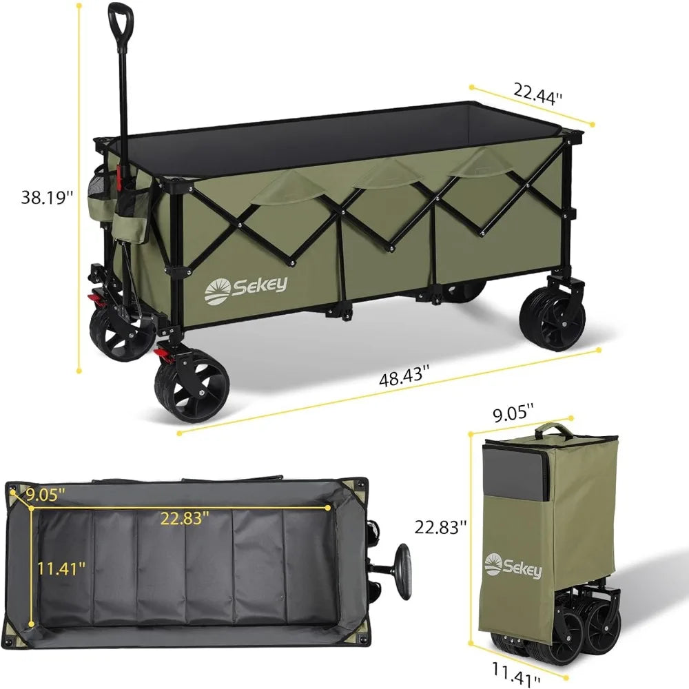 48''L Collapsible Foldable Extended Wagon With 440lbs Weight Capacity