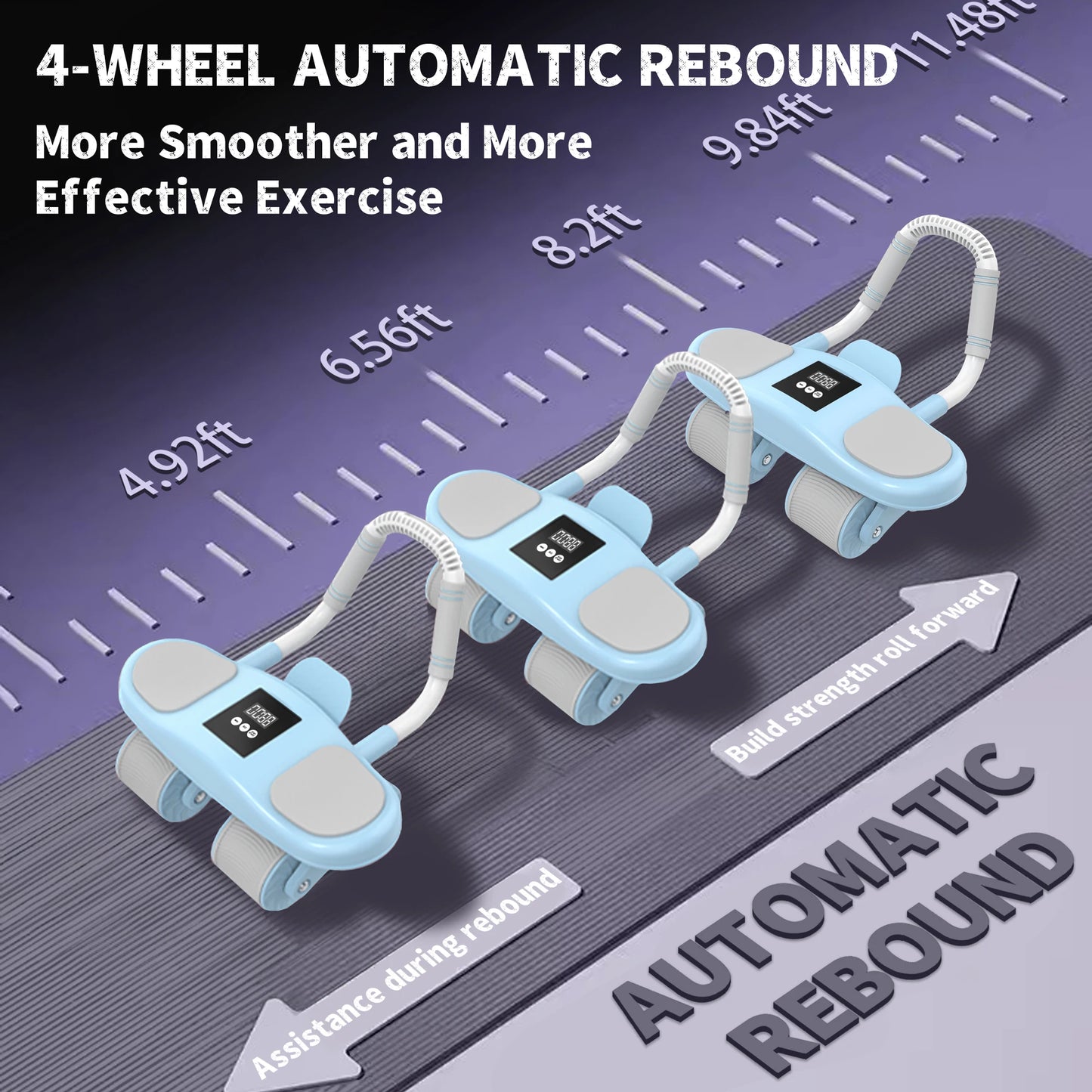 Automatic rebound abdominal roller with elbow support, , exercise