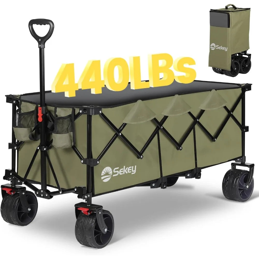 48''L Collapsible Foldable Extended Wagon With 440lbs Weight Capacity