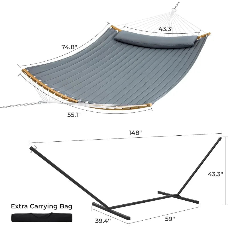 Curved-Bar Hammock with Stand, Heavy Duty Portable Carrying Bag