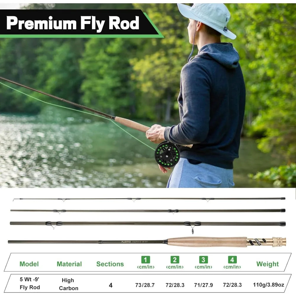 Fly Fishing Rod and Reel Combo, 4 Piece Lightweight