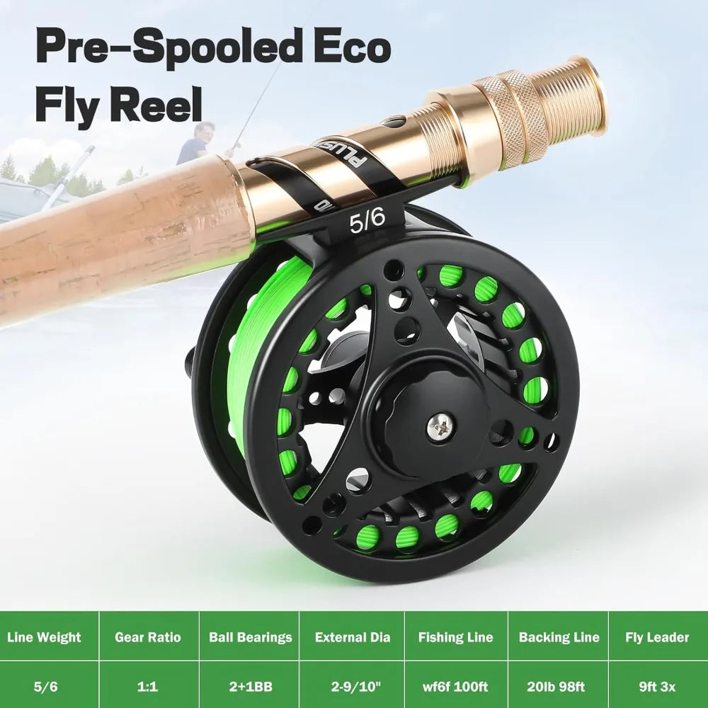 Fly Fishing Rod and Reel Combo, 4 Piece Lightweight